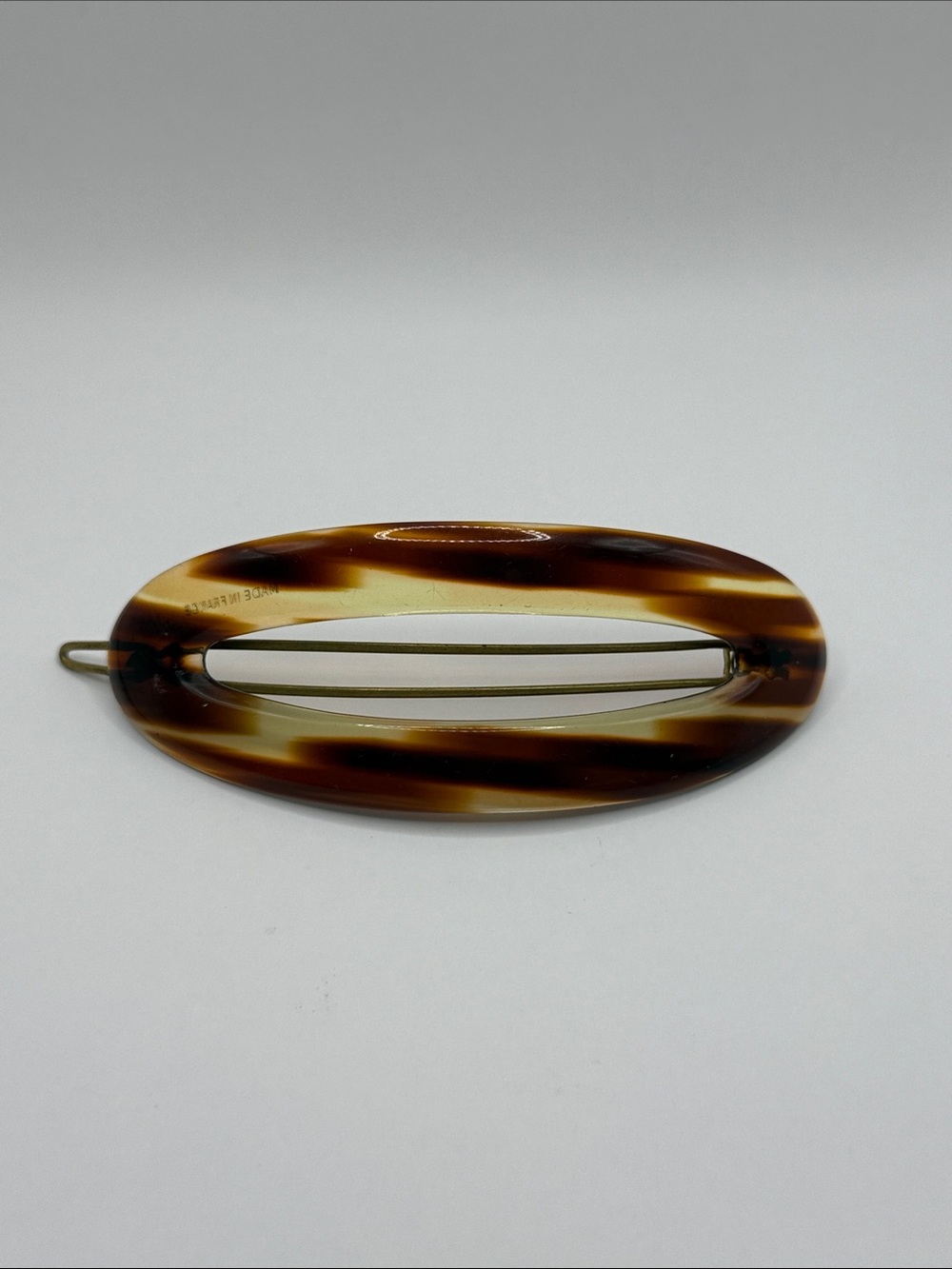 Vintage Made in France Brown Tortoise Shell Large Hair Barrette Clip
